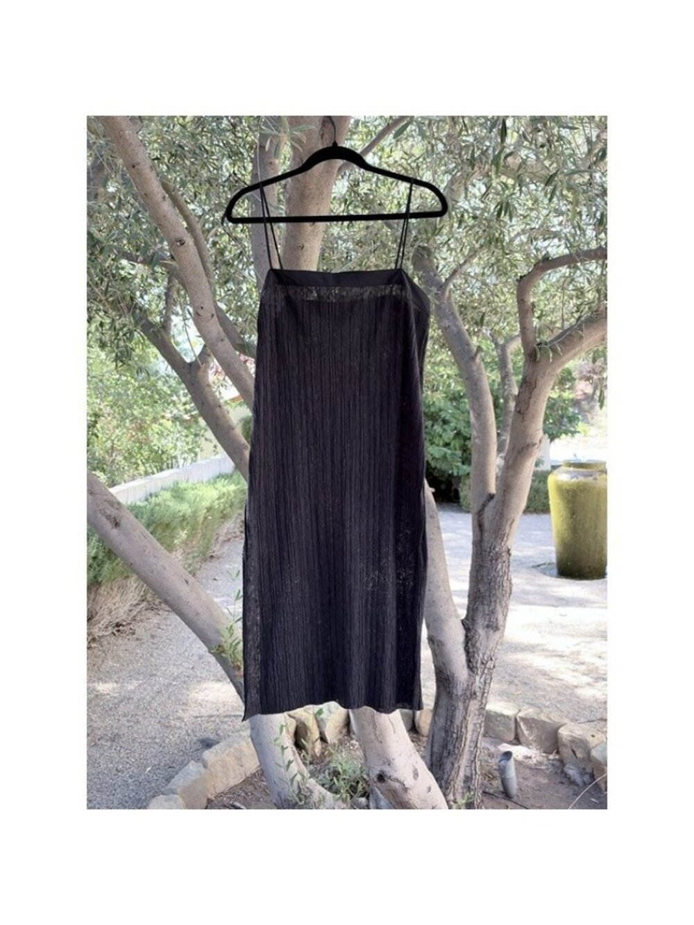 Minimal Sheer Plisse Black Dress/Swimsuit Cover up - Size M